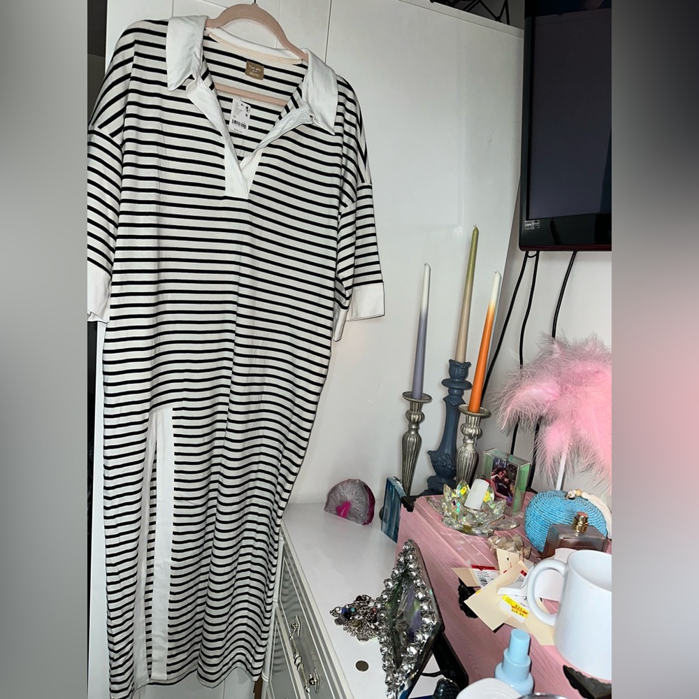 NWT FREE PEOPLE Jackson Rugby Midi Dress - Ivory Combo $98 MSRP - Picture 6 of 10